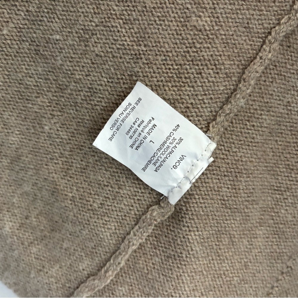 Stunning VINCE Alpaca, Wool and Cashmere Camel Short-Sleeve Cardigan Sweater (L) - Picture 6 of 10
